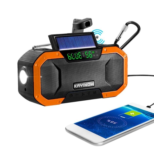 Handvevradio Nödradiohandvev Bluetooth högtalare 5000mAh - Perfet Orange