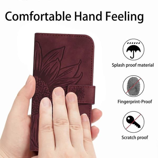 för Samsung Galaxy S25+ Fodral Solros Tryck Läder Plånbok Telefonfodral med Handledsrem-Perfekt Style E