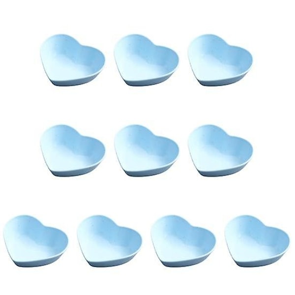 10 kpl Kastikekulho Elintarvikelaatuinen Helppo Pestä Muovinen Japanilaistyylinen Sydänmuotoinen Maustelautanen Keittiöväline-Perfet blue Love Heart