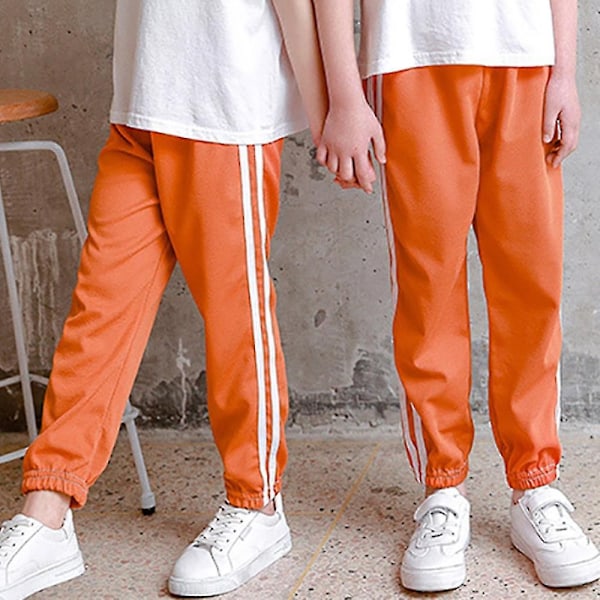 Stribede Sweatpants til Børn - Drenge og Piger - Perfekt Orange 5-6 Years