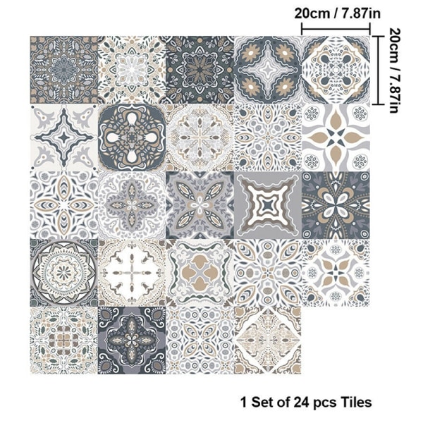 24stk selvklebende Vintage i vintagestil Hjemmeinnredningsrom 24stk- Perfet 24pcs 20*20cm