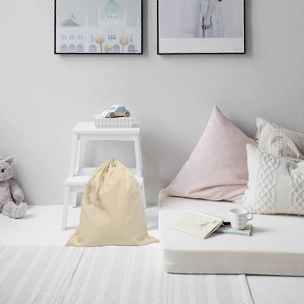 Vaskepose med snøring, stor vaskepose, skitten klespose i lerret, hotellorganisator - Perfekt