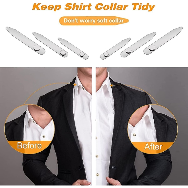 par av rostfritt stål krage förstärkning, krage Stay Shirt krage - Perfet