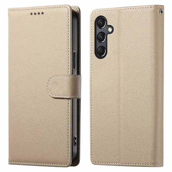 Yhteensopiva Samsung Galaxy A24 4G (162,1 x 77,6 x 8,3 mm) -puhelinmallin kanssa, nahkainen lukollinen lompakkokotelo jalustalla - Perfet Apricot