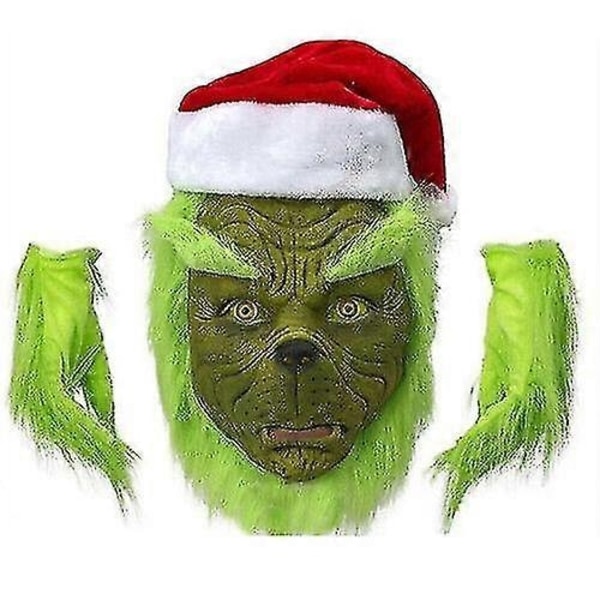 Grinch Kostume Julecosplay Voksen Santa Kostume Outfits Sæt + Maske-Perfet Mask only L