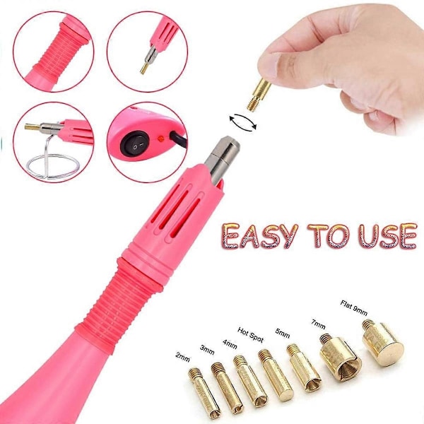 Strassapplikator-kit med 7 spetsar och 2 lådor med värmehärdande strass, perfekt för pyssel och gör-det-själv-projekt - Perfekt
