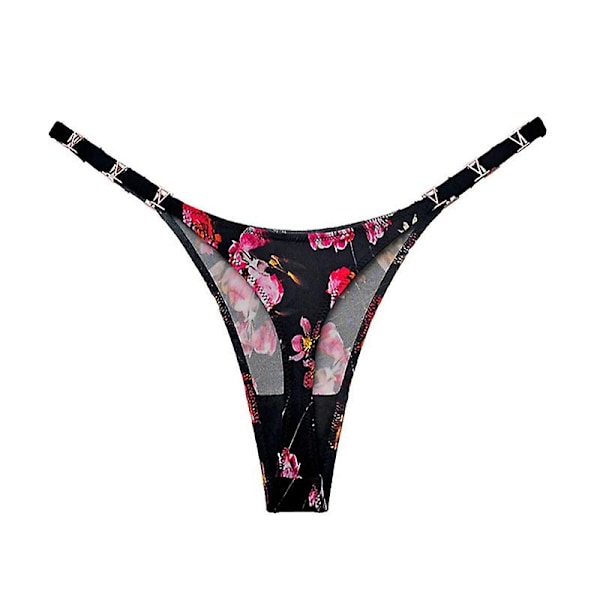 3-pack G-string trosa för kvinnor bomull trosor stretch T-back tangas låg midja hipster underkläder sexig S-xl-Perfet 3pc flower L