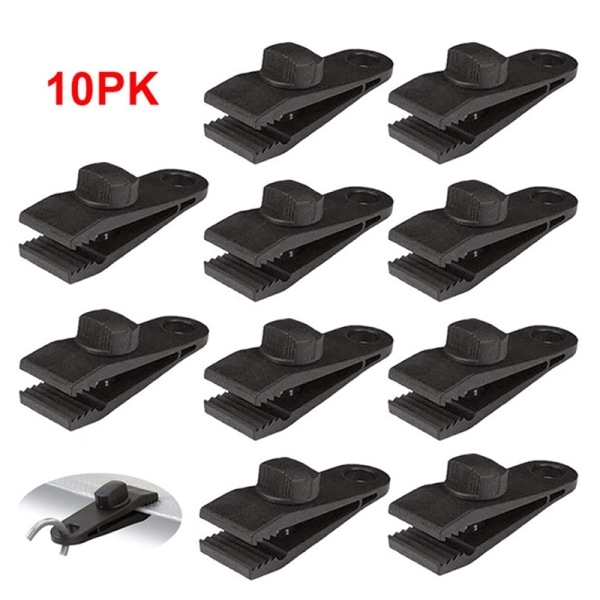 10 st Utomhuscamping Vandringstält Markis Kapellklämma Tarp - Perfet Black 10pcs