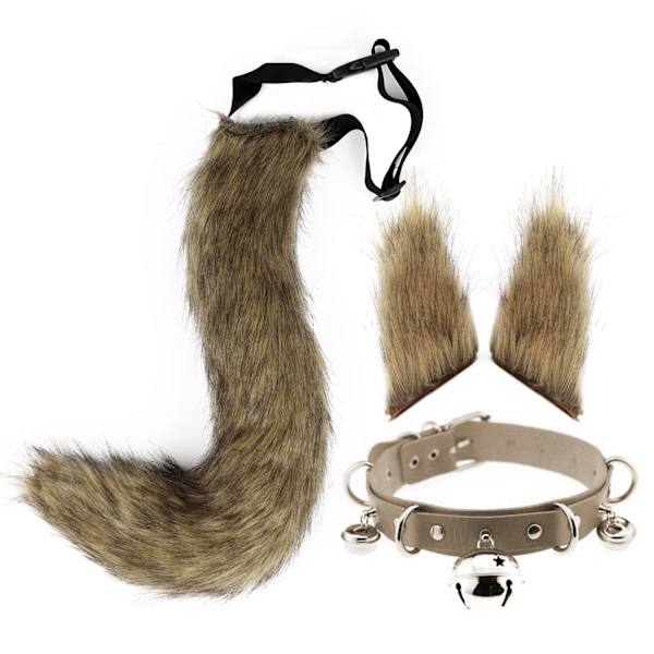 Kissan korvat ja ihmissusieläimen hännän cosplay-asu - täydellinen yellow 65cm
