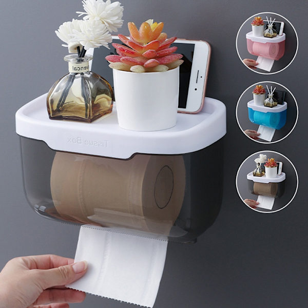Vedenpitävä seinäteline WC-paperiteline Hylly WC-rulla - Perfet Black S