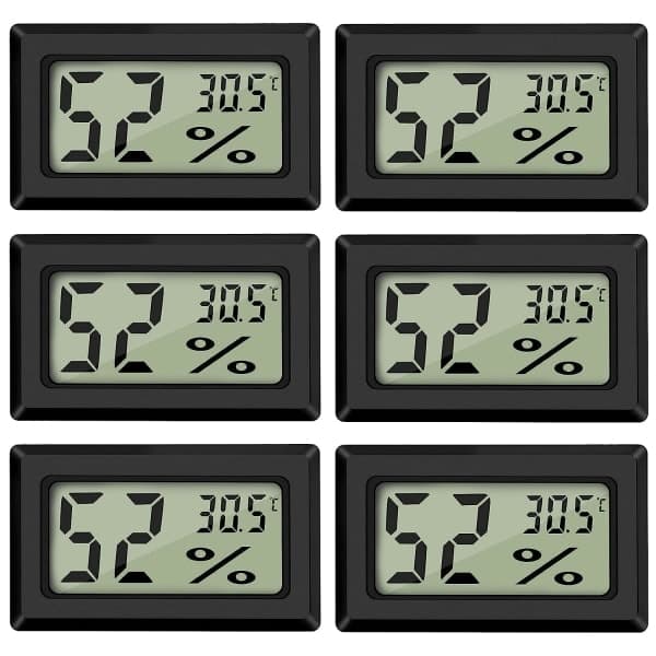 Mini Digital Termometer och Hygrometer, Svart (6-pack - Fyrkantig) 0 0