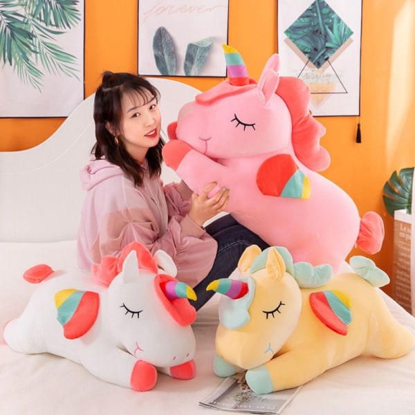 Unicorn Plys Legetøj Unicorn Doll HVID 80CM hvid - Perfet pink 80cm