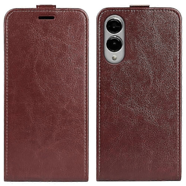 Kompatibel med R64 Textur Vertikal Flip Läder Telefonfodral-Perfet Brown For Samsung Galaxy S25 Edge 5G