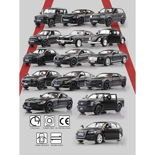 Børnelegetøj Mat Sort Farve Serie Mustang Chevrolet SUV Diecasts Legetøjskøretøjer Udsøgt model RMZ city 1/36 Alubil - Perfet Benz E63 AMG