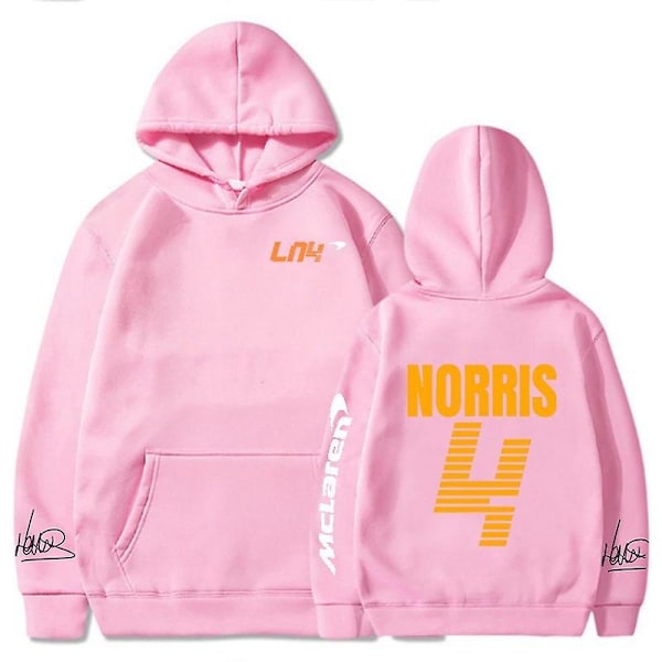 Mclaren F1 Hoodie Lando Norris 4 Bokstäver Tryck Herr och Dam Tröja Höst/vinter Casual Mode Street Stor Hoodie-Perfekt Pink S