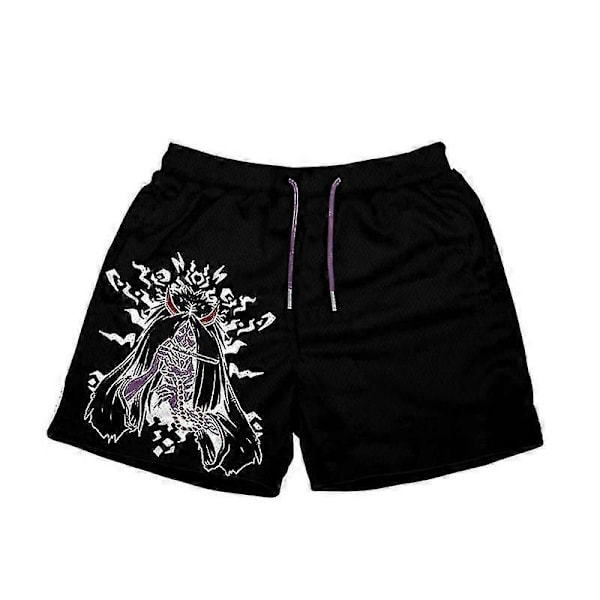 Japanske Anime Shorts Baki Haman Trykte Menners Street Beach Shorts Avslappede Løse Menners Elastiske Midje Svarte Shorts - Perfekt black6 S