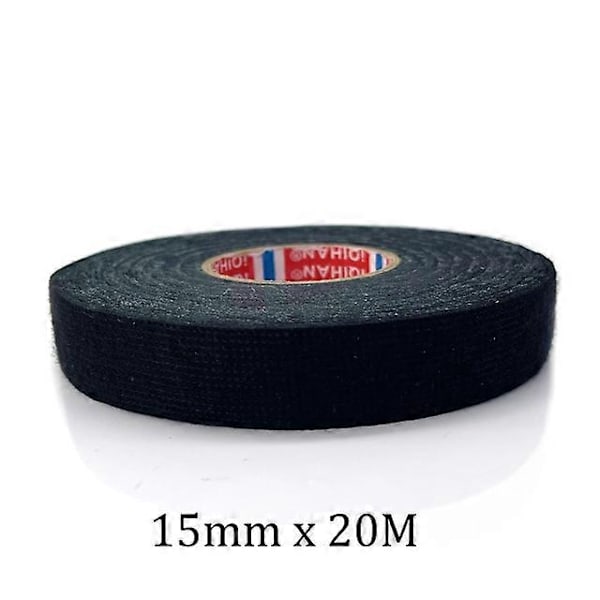 15/20 Meter Värmebeständig Flamskyddstejp Coroplast Självhäftande Tygtejp för Bilkabelhärva Ledningsvävskydd - Perfet 15MMx20Meter