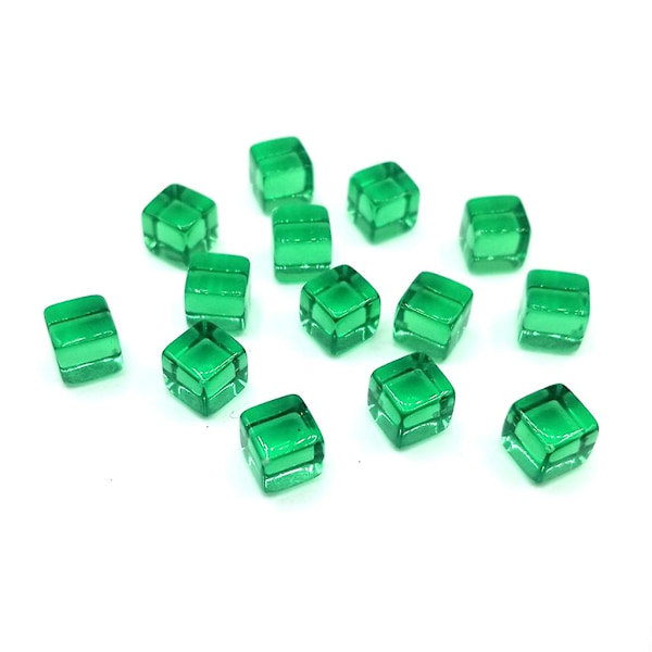 200 stk 6-sidige 8mm klare terninger DIY utdannings terninger gravering akryl blanke terninger D6 terninger fest familie brettspill terninger-Perfekt Green