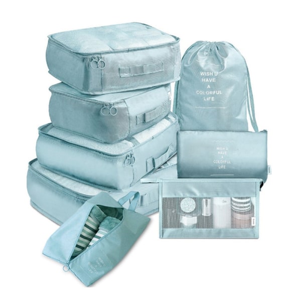 8 stk/ sæt Bagage Organizer Opbevaringsposer Kuffert emballage - Perfet Sky blue