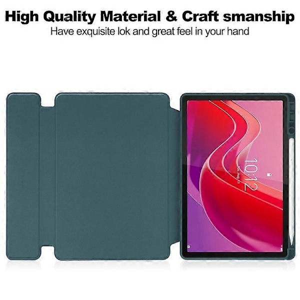 Kompatibelt Kompatibelt med Lenovo Tab M11 / Xiaoxin Pad 11 2024 Fodral PU+Akryl Tablet Ställ Skydd med Bluetooth Tangentbord-Perfet DarkGreen