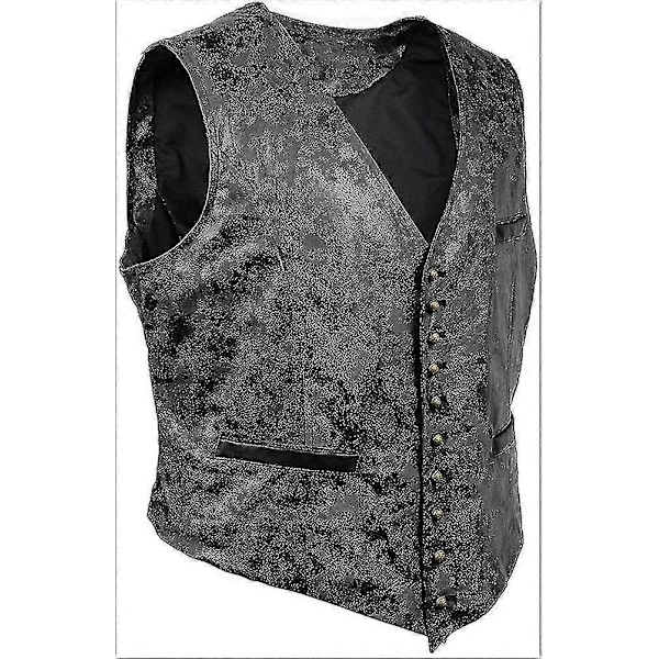 Herrar Solid Sammet Konstläder Väst - Perfet black XL