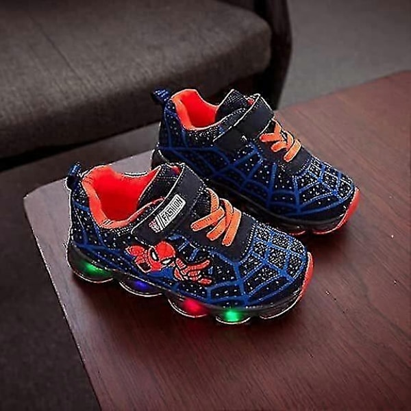 Barn Sportskor Spiderman Lysande Sneakers Barn LED Självlysande Skor för Pojkar - Perfekt Blue 27