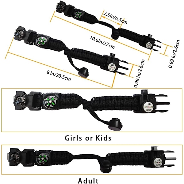 Survival Paracord-armbånd, ildstarter, vandtæt SOS-lys, kompas, fløjte, 20 i 1, udendørs ultimativ taktisk overlevelsesudstyrsæt, gave-perfet Blå-röd