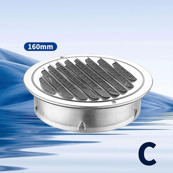 Rund 75-200 ventilationsgaller rostfritt stål insektsnät fläns ventilationsgaller-Perfet 160mm