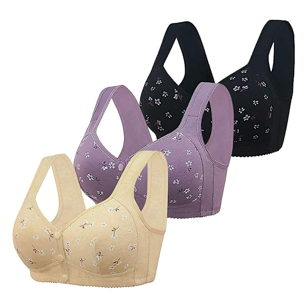 Stålringfri BH med frontknapp Pustende Camisole Bralette for Kvinner - Perfekt Black 48 110