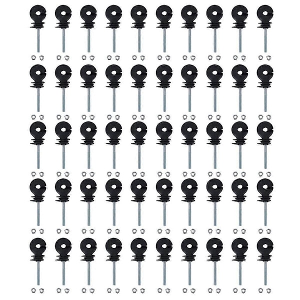 50 stk. Flade Møtrik Isolatorer Elektrisk Hegn Isolatorer Gevind Elektrisk Hegn Isolering Spiral Insul-Perfet