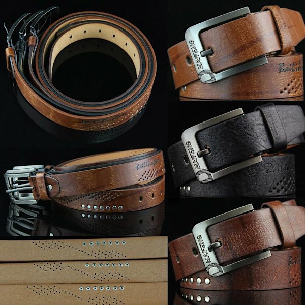 Klassiskt läderbälte för män Casual Pin Spänne Midjebälten Waistba- Perfet brown One-size