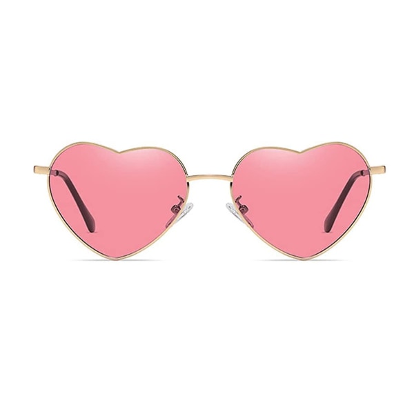 Hjertesolbriller Dame polarisert metallinnfatning Trendy Søt hjerteformede solbriller Beskyttende gull - Perfet