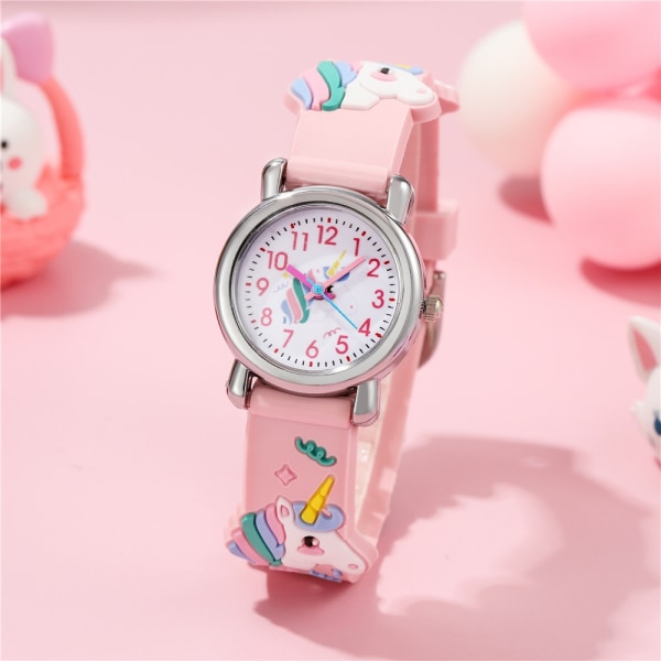 1 ur (pink enhjørning), vandtæt armbåndsur til børn - Perfet