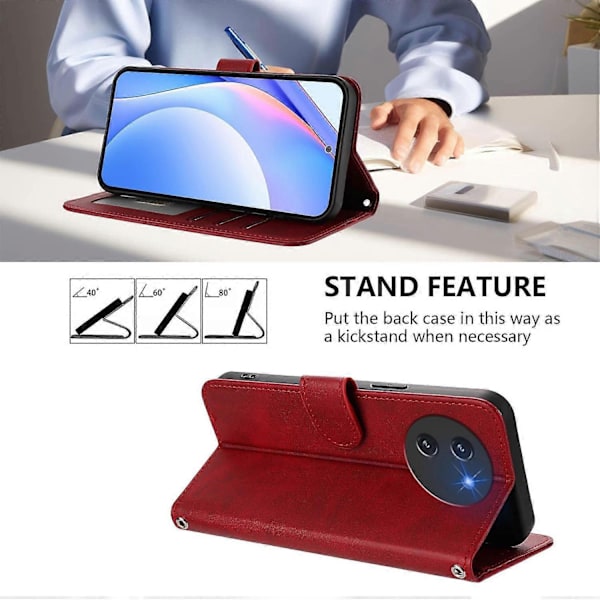 Panda RFID PU Telefonfodral Kompatibelt med Doogee Note 59 / Note 59 Pro-Perfet Wine Red