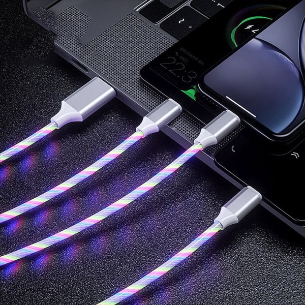 LED-lys Glødende 5A hurtigladekabler til iPhone Redmi - Perfet red 0.25m