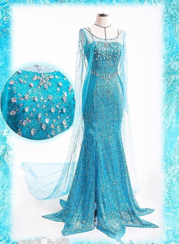 Elsa Klänning Vuxen Kvinnlig Cosplay Kostym_y - Perfet L
