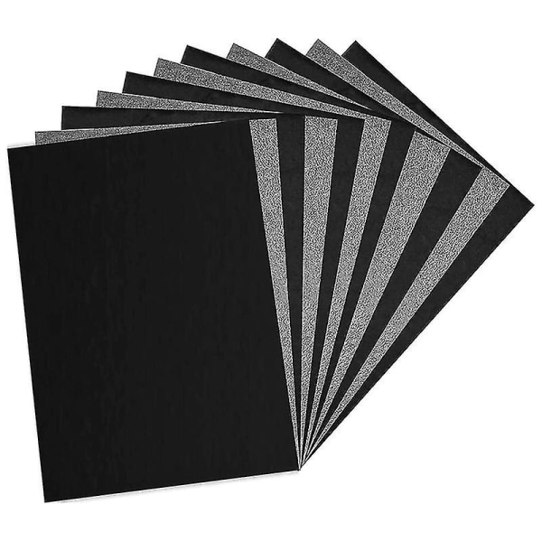 100 ark carbonpapir, sort grafitpapir til sporing af design på træ, papir, lærred og ot (FMY)-Perfet
