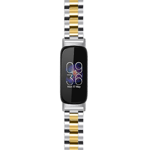 Armband för Fitbit Inspire 3 Rostfritt Stål 3 Pärlor Ersättningsarmband för Smartklocka - Perfet Silver Gold