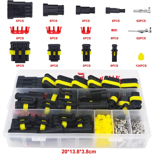 352 stk vanntette elektriske kontakter 1/2/3/4 pins elektriske bilkontakter - Perfet