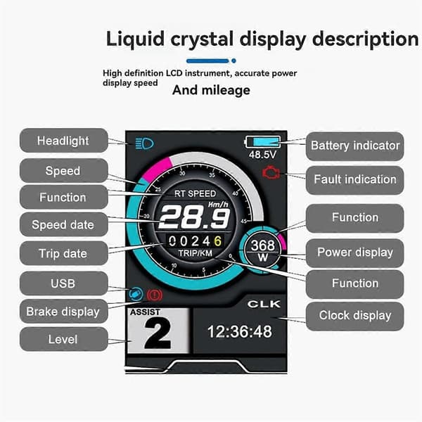 TFT-UKC1 Elcykel LCD-display Farverig skærm kompatibel med protokolcontroller kompatibel med 24-Perfet