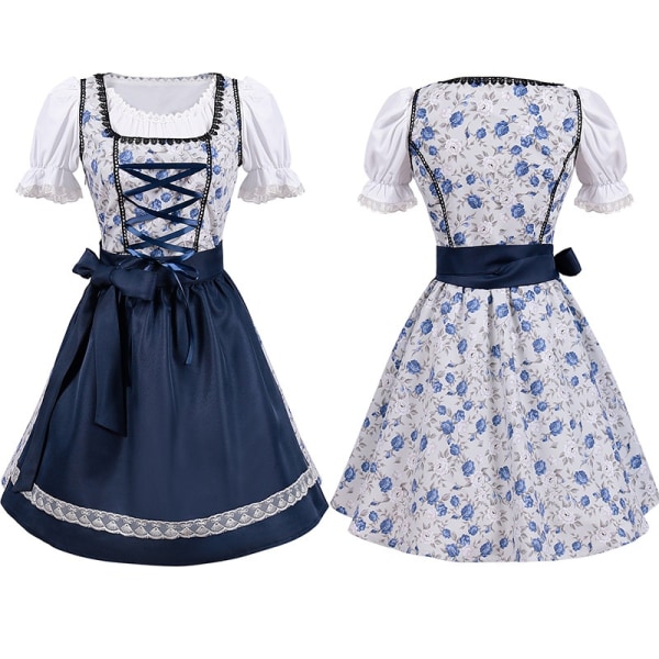 Oktoberfest Costume Party Wear Cosplay Maid Wear V-hals kjole Blå - Perfet blue XXL