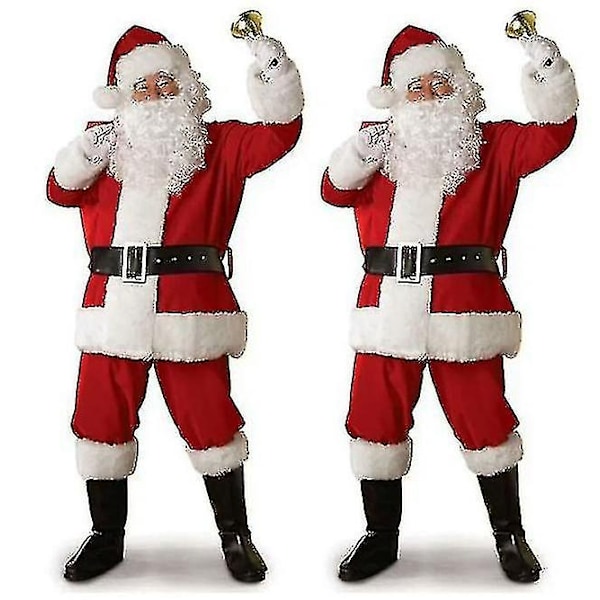 Jultomte Kostym för Män Vuxen Jultomte Kostym Santa Suit-Perfet 9pcs L