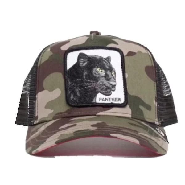 Farm Animal Trucker Baseball Cap Hat Mesh Style Menn Kvinner Hip Hop Bros Justerbar Baseball Hat - Perfet Camouflage Panther