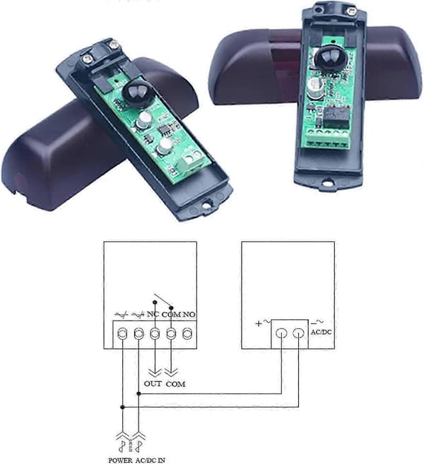 Fotocell Infraröd Sensor för Dörr - Garageportar - 12V/24V AC DC hwy-Perfet