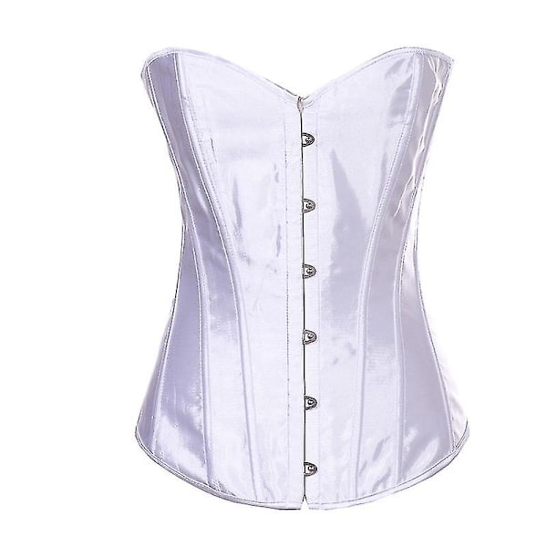 Mimigo Kvinders Bustier Korset Top Sexy Lingeri Sæt Sort Satin Talje Cincher-Perfet WHITE 6XL