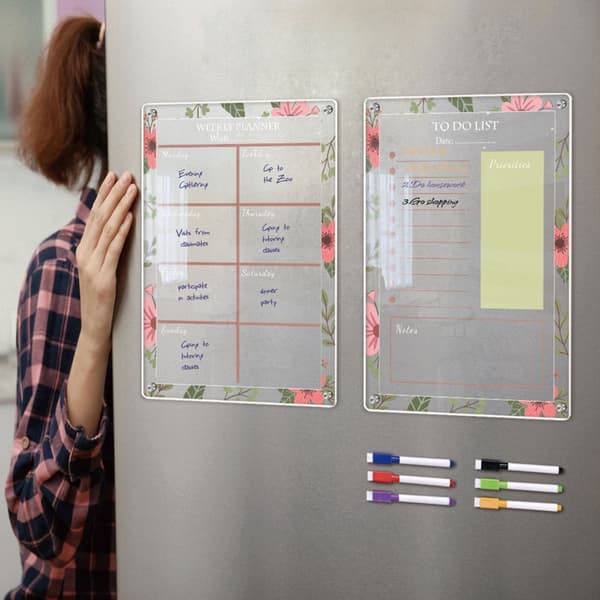 Akryl Magnetisk Ugeplanlægningskalender til Køleskab Whiteboard - Perfekt null - TYU053 Large