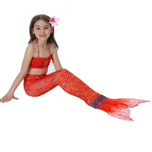 Printed merenneito-uimapuku - vesiurheiluuimapuku lapsille Katso - Perfet Red 120CM