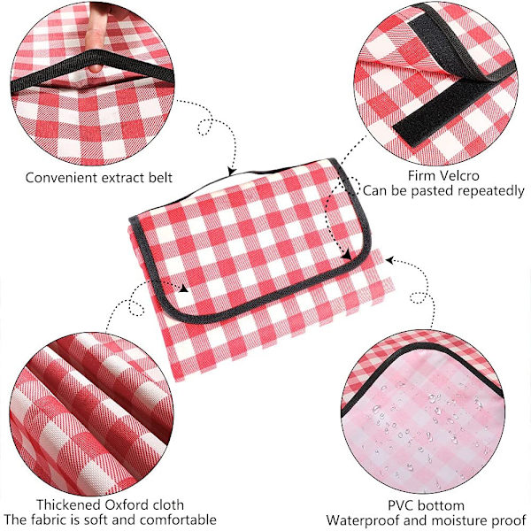 Picknickfilt Vattentät strandmatta 200×200cm, Lättvikt - Perfet