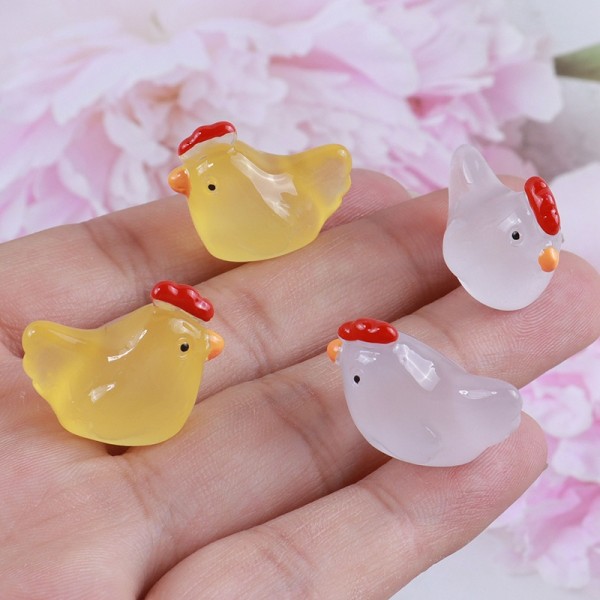 3 st Luminous Miniature Chick Ornaments e Chicken Ornament Car - Perfet White