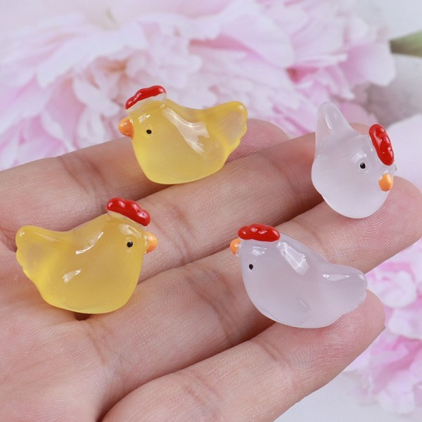3 stk Luminous Miniature Chick Ornaments e Chicken Ornament Car - Perfet White